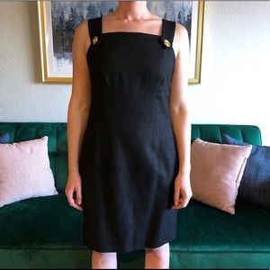 Vintage Carlisle Classic Black Silk Sleeveless Sheath Dress